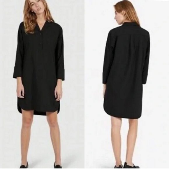 Everlane Artist Smock Black Casual Dress Women's Size Medium Wool Blend - Picture 1 of 15